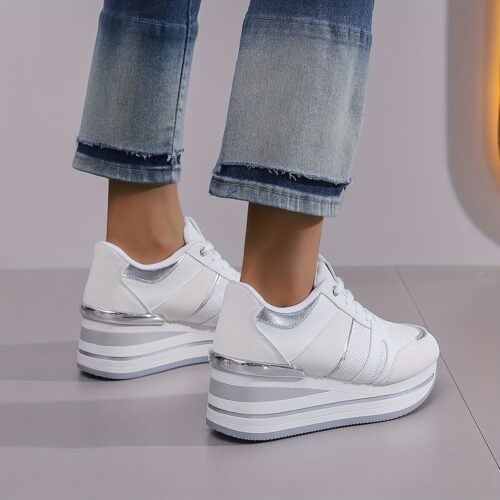 product-fancy-c07b8244-44d3-4a07-aee1-4cf66d88d0bf Escarpins Compensés Blancs Baskets à Plateforme Femme