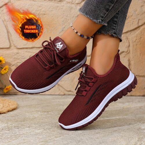Chaussures de sport d'hiver pour femmes avec doublure chauffantes et élégantes