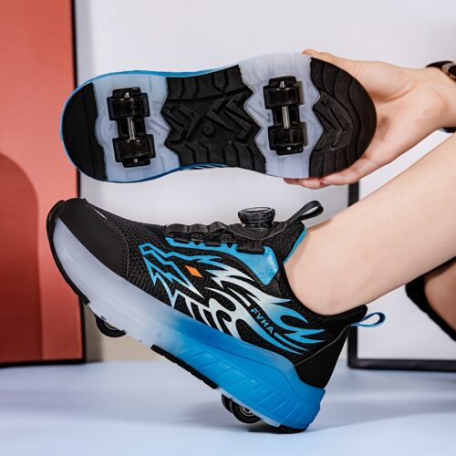 Chaussures de patin à 4 roues pour garçons avec roues amovibles