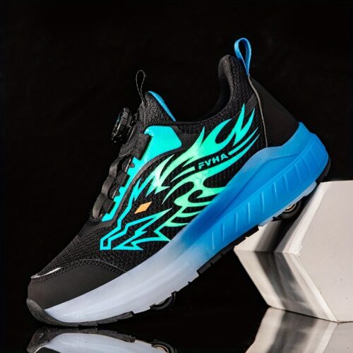 Chaussures de patin à 4 roues pour garçons avec roues amovibles