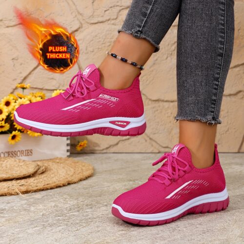 Chaussures de sport d'hiver pour femmes avec doublure chauffantes et élégantes