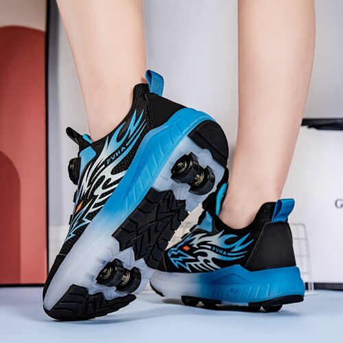 Chaussures de patin à 4 roues pour garçons avec roues amovibles