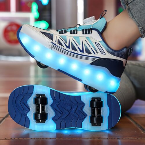 product-fancy-b04992d4-0e21-491a-9255-388428c7a94a Chaussures de skateboard à LED pour enfants, roulettes amovibles