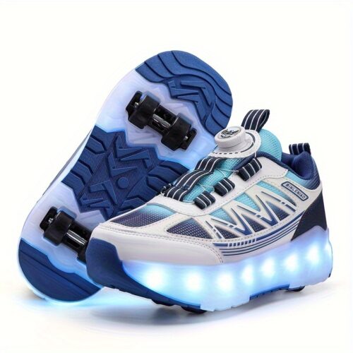 product-fancy-cdeae9c6-42be-4f39-b40a-efdece9a5611 Chaussures de skateboard à LED pour enfants, roulettes amovibles