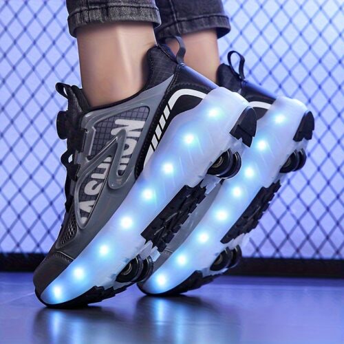 Chaussures de skate d'été pour garçons avec lumières LED, patins à roulettes