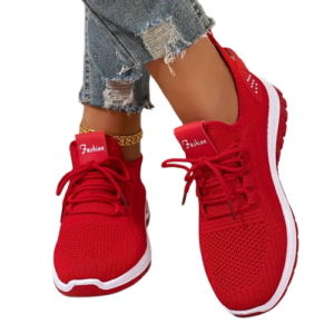 Baskets décontractées respirantes en maille blanche pour femme en tricot respirant