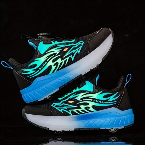 Chaussures de patin à 4 roues pour garçons avec roues amovibles