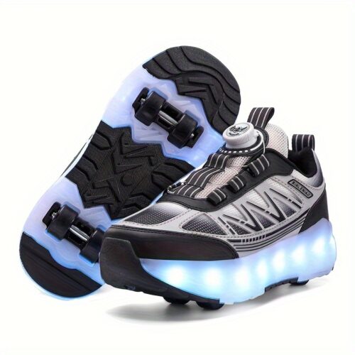 product-fancy-ec7b4ba1-0bad-4932-a130-6817a8a7c2b6 Chaussures de skateboard à LED pour enfants, roulettes amovibles