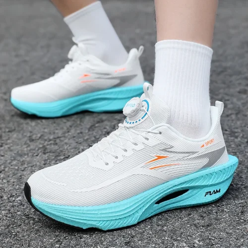 Chaussures de course à pied avec plaque en carbone pour marathon, respirantes et légères