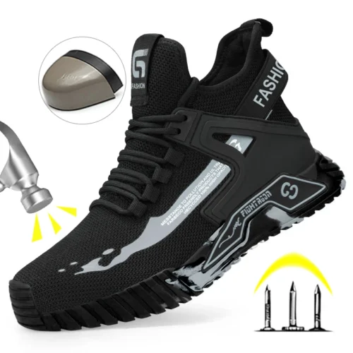 Bottes montantes pour hommes, chaussures de protection de sécurité, chaussures de travail à bout en acier, chaussures de sécurité Anti-perforation pour hommes et femmes