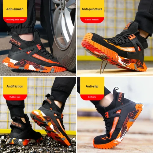 Bottes montantes pour hommes, chaussures de protection de sécurité, chaussures de travail à bout en acier, chaussures de sécurité Anti-perforation pour hommes et femmes