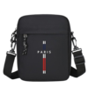 Sacoche Bandoulière Noire – Imprimé Paris & Porte-Téléphone  Design urbain : Un imprimé "Paris" élégant et intemporel pour un look décontracté mais soigné.