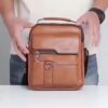 Sac bandoulière en cuir haut de gamme pour homme - Design multifonctionnel à compartiments