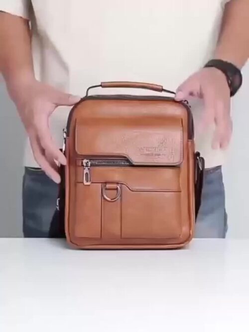 Sac bandoulière en cuir haut de gamme pour homme - Design multifonctionnel à compartiments