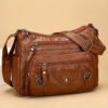 Sac Bandoulière Vintage pour Femme avec Bandoulière Réglable, Multiples Poches et Compartiments, Couleur Unie, Fermeture Éclair, Idéal pour les Trajets Quotidiens et le Travail, Excellente Idée Cadeau.