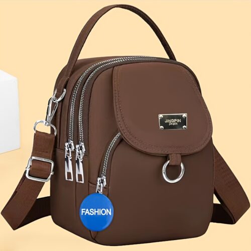 Sac carré bandoulière uni pour adolescents (avec badge inclus) – Petit sac décontracté et multi-poches