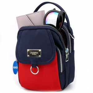 Sac carré bandoulière uni pour adolescents (avec badge inclus) – Petit sac décontracté et multi-poches