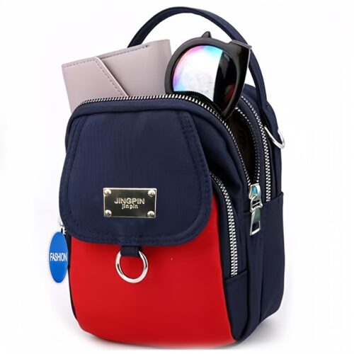 Sac carré bandoulière uni pour adolescents (avec badge inclus) – Petit sac décontracté et multi-poches