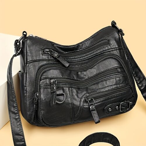 Sac Bandoulière Femme Multi-Poches – Spacieux, Chic et Pratique (Idéal Sac de Maman). Alliez élégance et fonctionnalité au quotidien avec ce sac à épaule à la fois chic et décontracté.