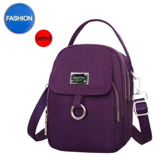 Sac carré bandoulière uni pour adolescents (avec badge inclus) – Petit sac décontracté et multi-poches