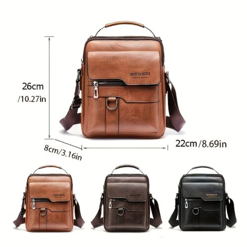 Sac bandoulière en cuir haut de gamme pour homme - Design multifonctionnel à compartiments