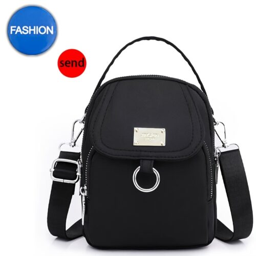 Sac carré bandoulière uni pour adolescents (avec badge inclus) – Petit sac décontracté et multi-poches