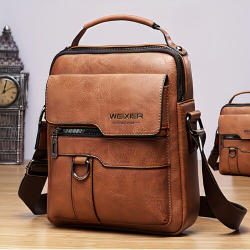Sac bandoulière en cuir haut de gamme pour homme - Design multifonctionnel à compartiments