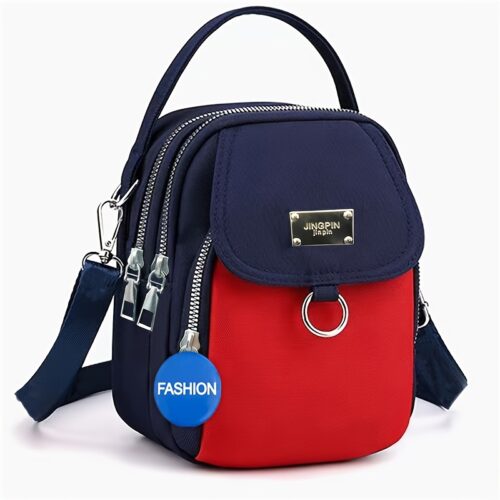 Sac carré bandoulière uni pour adolescents (avec badge inclus) – Petit sac décontracté et multi-poches