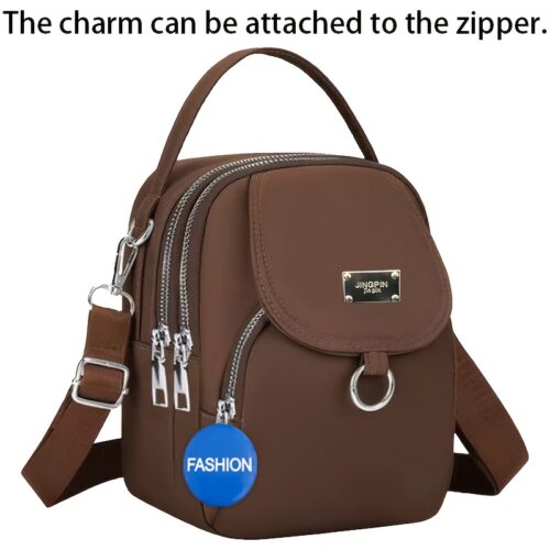 Sac carré bandoulière uni pour adolescents (avec badge inclus) – Petit sac décontracté et multi-poches