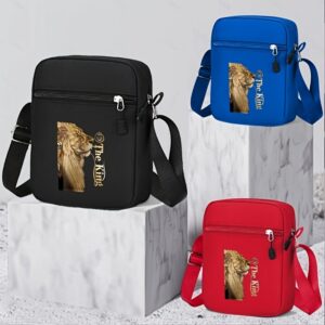 Sac bandoulière Oxford imprimé lion — Robuste et pratique, idéal pour l'école, les voyages et le quotidien.