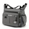 Sac à documents - Sac carré neutre pour hommes et femmes, sac bandoulière simple, sac à bandoulière, multi-poches, décontracté, pour les trajets domicile-travail, sac messager [Sens de la fermeture éclair, lettres brodées aléatoires]