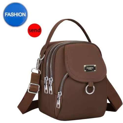 Sac carré bandoulière uni pour adolescents (avec badge inclus) – Petit sac décontracté et multi-poches