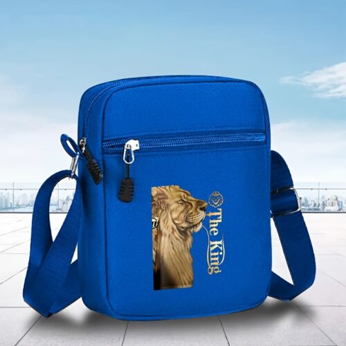 Sac bandoulière Oxford imprimé lion — Robuste et pratique, idéal pour l'école, les voyages et le quotidien.