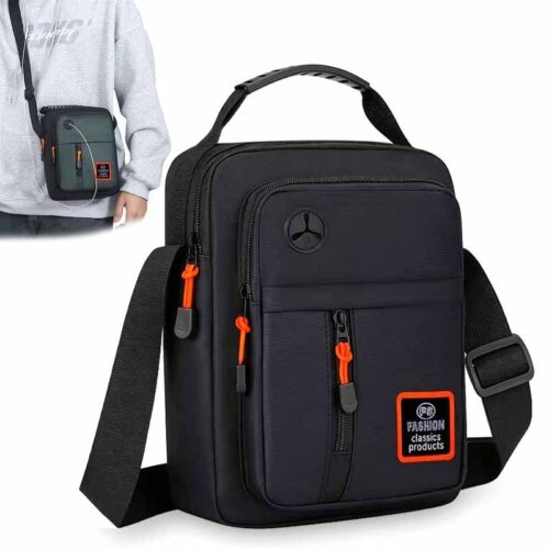 Sac à Main & Bandoulière Urbain pour Homme  Organisation optimale : Ses multiples poches compartimentées accueillent facilement tous vos essentiels (portefeuille, clés, mini-tablette, etc.).