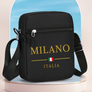 1 sac bandoulière grande capacité imprimé MILANO - Comprend une bandoulière réglable, diverses poches pour écouteurs, téléphones portables, cartes et clés.