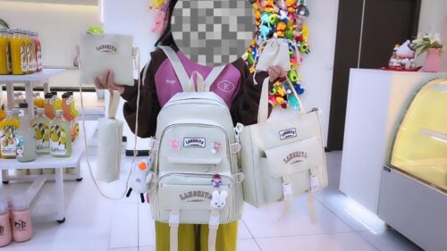 Ensemble sac à dos fille couleur unie Sac grand format