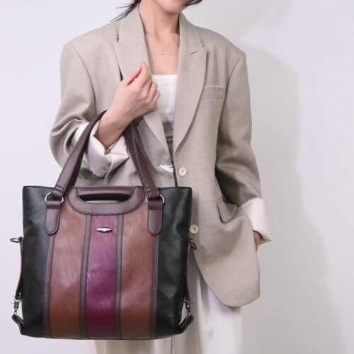 Sac fourre-tout patchwork rétro à blocs de couleur