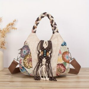 Style ethnique : sac à bandoulière ajustable, tissé à la main