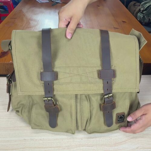 Sacoche PC Portable 15,6" Homme en Toile Vintage — Grande Capacité & Ultra-Durable