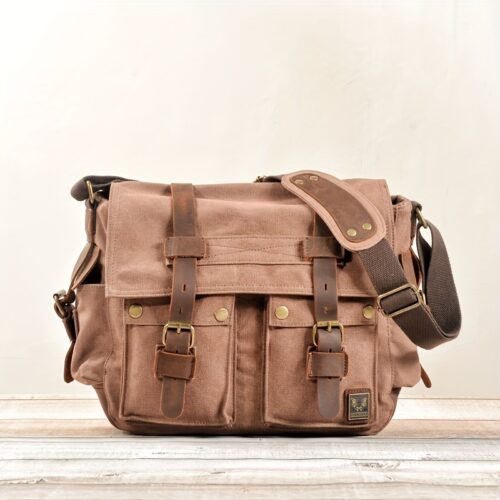 Sac messager en toile vintage pour homme