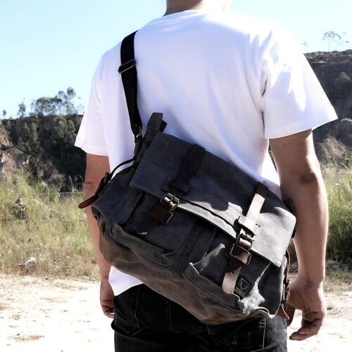 Sac messager en toile vintage pour homme