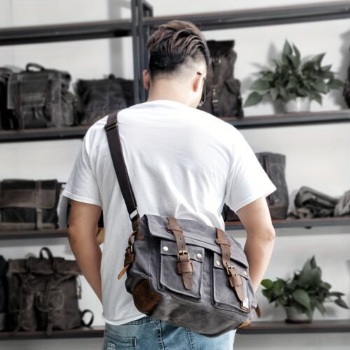 Sac messager en toile vintage pour homme