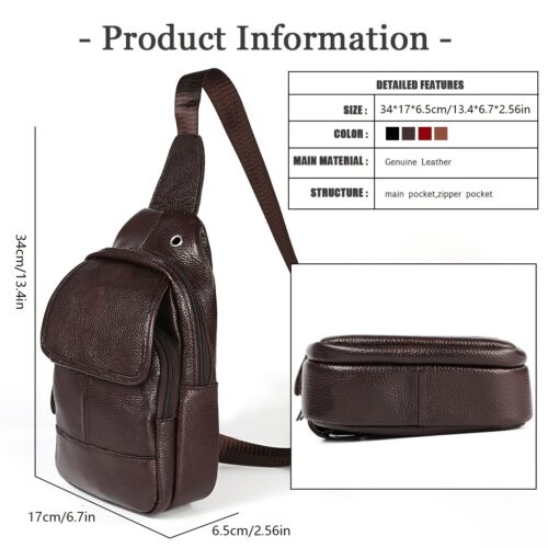 Sac de poitrine en cuir pour homme et femme