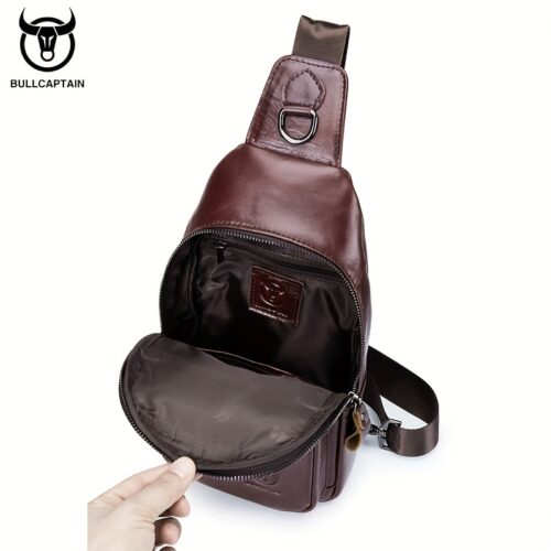 Sacoche de poitrine en cuir véritable homme