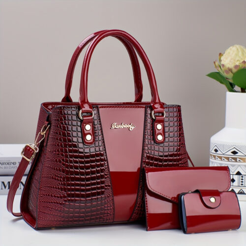 Ensemble Sacs 3 Pièces Motif Crocodile