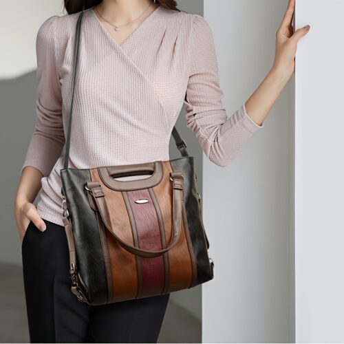 Sac fourre-tout patchwork rétro à blocs de couleur