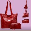 Ensemble 3 pièces sac à main crocodile
