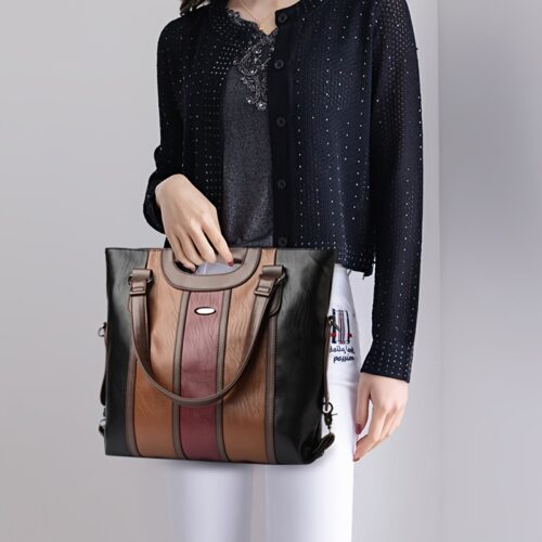 Sac fourre-tout patchwork rétro à blocs de couleur