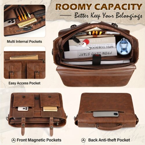 Sac Messager pour Hommes en Cuir PU Vintage
