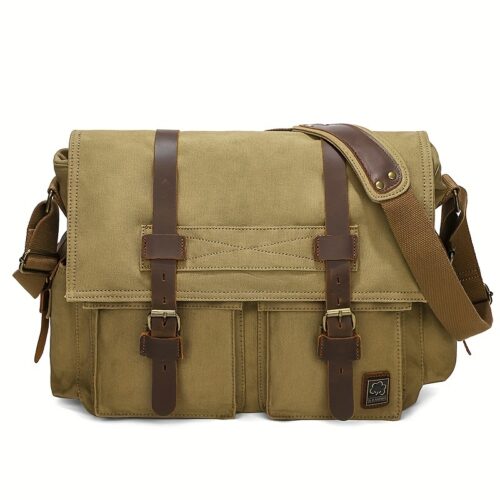 Sacoche PC Portable 15,6" Homme en Toile Vintage — Grande Capacité & Ultra-Durable
